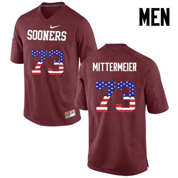 Men Oklahoma Sooners #73 Quinn Mittermeier College Football USA Flag Fashion Jerseys-Crimson - Click Image to Close